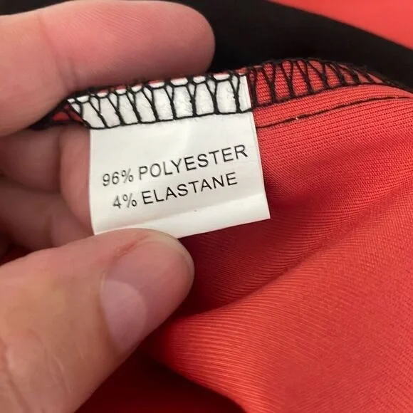 Red Snake-Print Sheath Dress with Black Panels - Picture 7 of 8